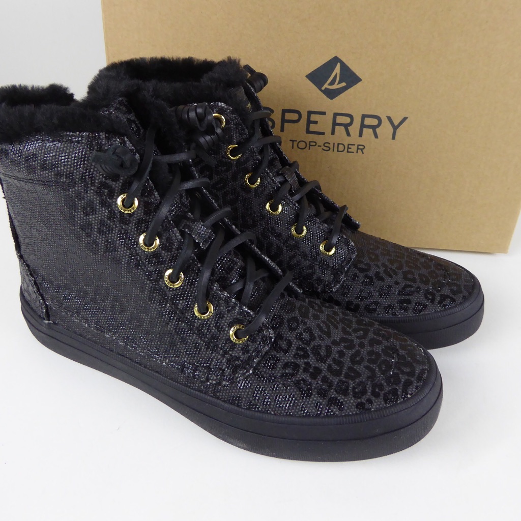Sperry Crest Animal Print Leopard Ankle Boots Nib